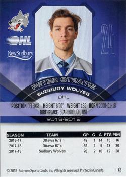 2018-19 Extreme Sudbury Wolves (OHL) #14 Peter Stratis Back
