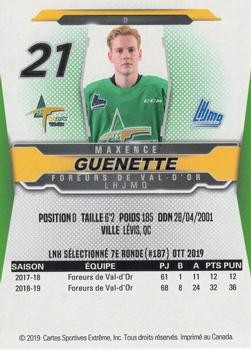 2019-20 Extreme Val-d'Or Foreurs (QMJHL) #NNO Maxence Guenette Back