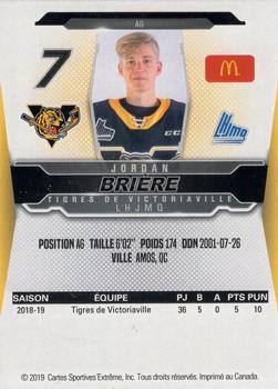 2019-20 Extreme Victoriaville Tigres (QMJHL) #2 Jordan Briere Back