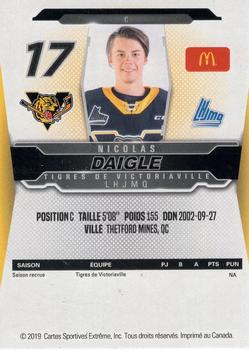 2019-20 Extreme Victoriaville Tigres (QMJHL) #9 Nicolas Daigle Back