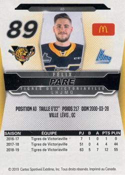 2019-20 Extreme Victoriaville Tigres (QMJHL) #21 Felix Pare Back