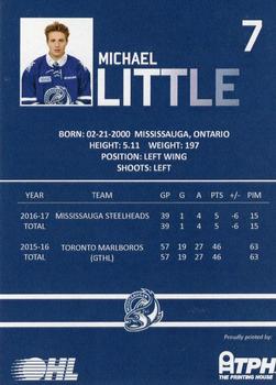 2016-17 Mississauga Steelheads (OHL) #NNO Michael Little Back