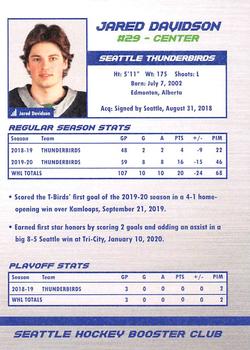 2020-21 Booster Club Seattle Thunderbirds (WHL) #NNO Jared Davidson Back