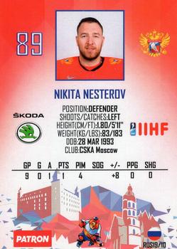 2019 Taiga IIHF World Championship Team Russia #RUS19/10 Nikita Nesterov Back