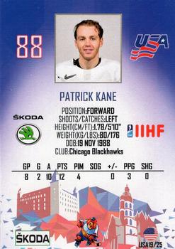 2019 Taiga IIHF World Championship Team USA #USA19/25 Patrick Kane Back