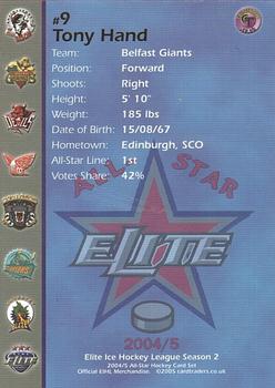2004-05 EIHL All-Stars #4 Tony Hand Back