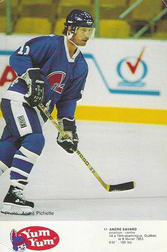 1984-85 Yum Yum Quebec Nordiques #NNO Andre Savard Front