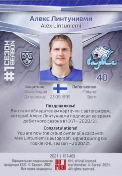 2021 Sereal KHL Collection - Autograph #FST-A05 Alex Lintuniemi Back