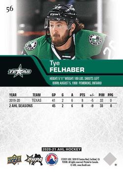 2020-21 Upper Deck AHL - UD Exclusives #56 Tye Felhaber Back