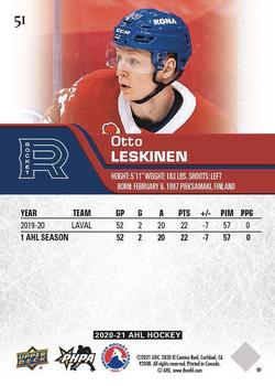 2020-21 Upper Deck AHL - UD High Gloss #51 Otto Leskinen Back