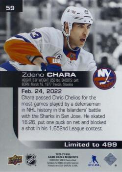 2021-22 Upper Deck Game Dated Moments #59 Zdeno Chara Back