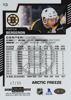 2020-21 O-Pee-Chee Platinum - Arctic Freeze #13 Patrice Bergeron Back
