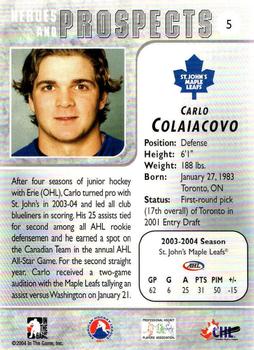 2004-05 In The Game Heroes and Prospects - Fall Expo Silver #5 Carlo Colaiacovo Back