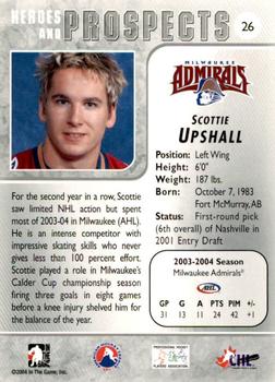 2004-05 In The Game Heroes and Prospects - Fall Expo Silver #26 Scottie Upshall Back
