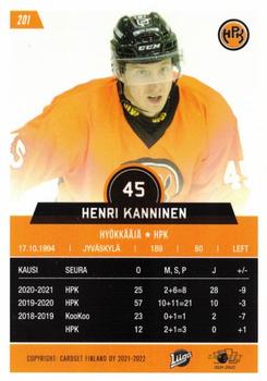 2021-22 Cardset Finland #201 Henri Kanninen Back
