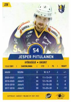 2021-22 Cardset Finland #226 Jesper Piitulainen Back