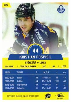 2021-22 Cardset Finland #285 Kristian Pospisil Back