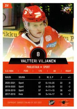 2021-22 Cardset Finland #314 Valtteri Viljanen Back