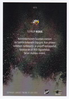 2021-22 Cardset Finland - Hometown Heroes #12 Filip Riska Back