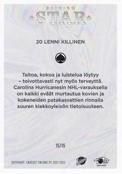 2021-22 Cardset Finland - Shining Star #15 Lenni Killinen Back
