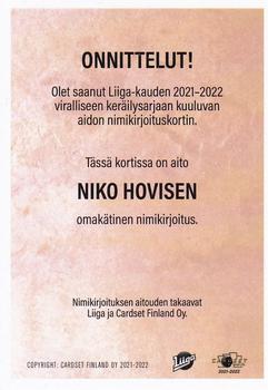 2021-22 Cardset Finland - Signature #NNO Niko Hovinen Back
