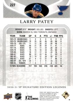 2020-21 SP Signature Edition Legends #227 Larry Patey Back