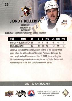 2021-22 Upper Deck AHL #33 Jordy Bellerive Back