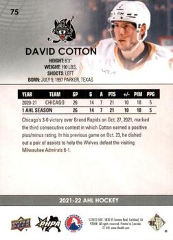 2021-22 Upper Deck AHL #75 David Cotton Back