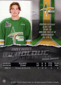 2021-22 Extreme Val-d'Or Foreurs (QMJHL) - Autographs #21 Nathan Bolduc Back