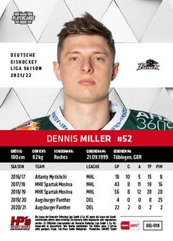 2021-22 Playercards (DEL) #DEL-018 Dennis Miller Back