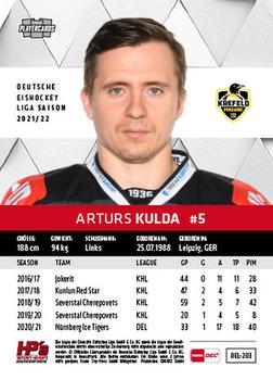 2021-22 Playercards (DEL) #DEL-203 Arturs Kulda Back