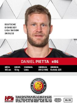 2021-22 Playercards (DEL) #DEL-392 Daniel Pietta Back
