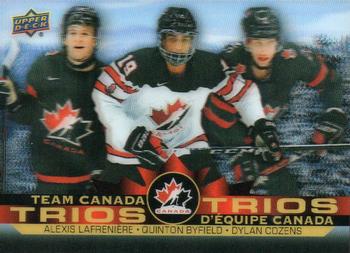 2021-22 Upper Deck Tim Hortons Team Canada - Team Canada Trios #T-8 Alexis Lafreniere / Quinton Byfield / Dylan Cozens Front