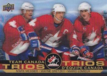 2021-22 Upper Deck Tim Hortons Team Canada - Team Canada Trios #T-15 Mark Messier / Wayne Gretzky / Mario Lemieux Front