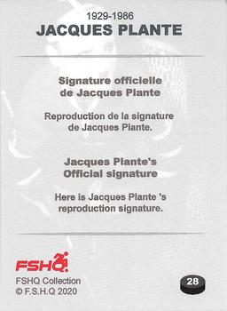 2020 FSHQ Collection Jacques Plante #28 Jacques Plante Back
