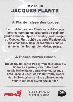 2020 FSHQ Collection Jacques Plante #38 Jacques Plante Back