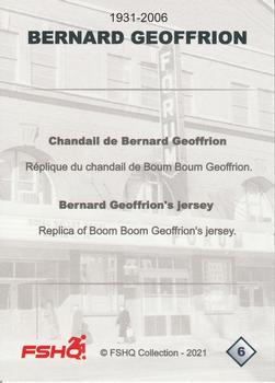 2021 FSHQ Collection Geoffrion-Morenz #6 Chandail de Bernard Geoffrion / Bernard Geoffrion sweater Back