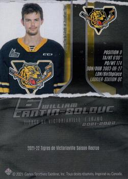 2021-22 Extreme Victoriaville Tigres (QMJHL) #2 William Cantin-Bolduc Back