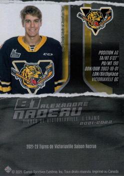2021-22 Extreme Victoriaville Tigres (QMJHL) #20 Alexandre Nadeau Back