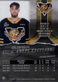 2021-22 Extreme Victoriaville Tigres (QMJHL) - Autographs #7 Olivier Coulombe Back