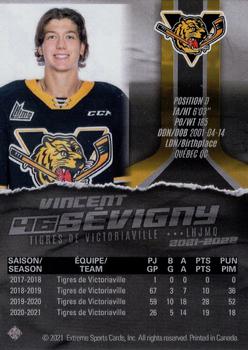 2021-22 Extreme Victoriaville Tigres (QMJHL) - Autographs #13 Vincent Sevigny Back