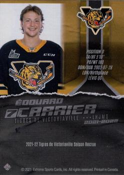 2021-22 Extreme Victoriaville Tigres (QMJHL) - Autographs Bronze #3 Edouard Carrier Back