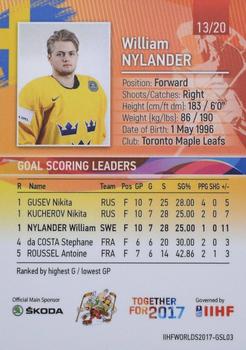 2017 BY Cards IIHF World Championship: Goal Scoring Leaders #GSL03 William Nylander Back