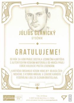 2020 SportZoo Pocta Legendam I. Edicia Update - Legendary Relic #LR2 Julius Cernicky Back
