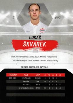 2021-22 Bratislava Capitals (ICEHL) #NNO Lukas Skvarek Back