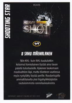 2021-22 Cardset Finland - Shooting Star / Heavy Shot #8 Saku Mäenalanen Back