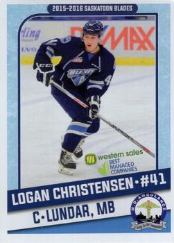 2015-16 Saskatoon Blades (WHL) #9 Logan Christensen Front