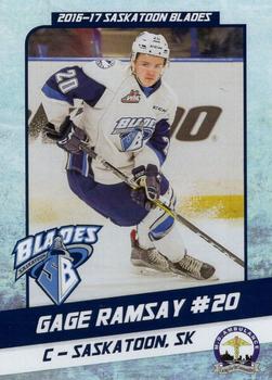 2016-17 Saskatoon Blades (WHL) #11 Gage Ramsay Front