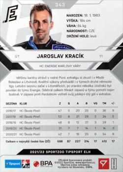 2021-22 SportZoo Tipsport ELH #343 Jaroslav Kracik Back