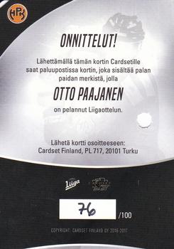 2016-17 Cardset Finland - Patch Series 2 Redemption #PATCH2 Otto Paajanen Back